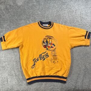 VTG 90's Iceberg Disney Mickey Mouse Yellow Short Sleeve Crewneck Sweatshirt XXL